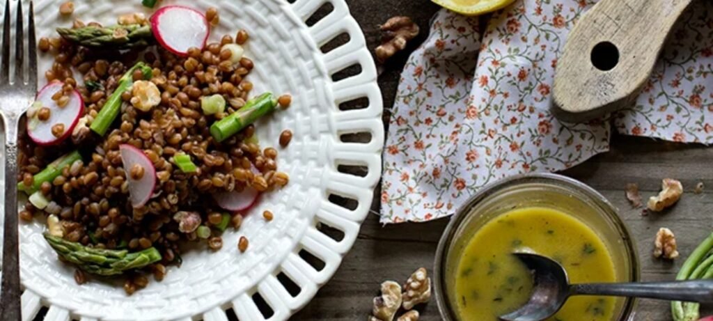 spring wheatberry salad featured image
