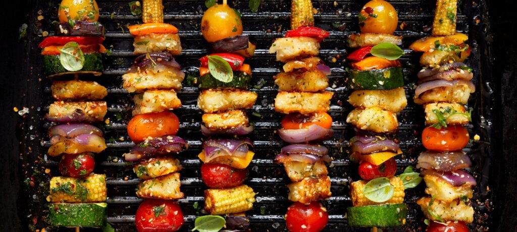 grilled halloumi skewers steps